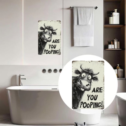  😂Funny"Are You Pooping?" Wall Decor –Vintage Highland Cow Sign