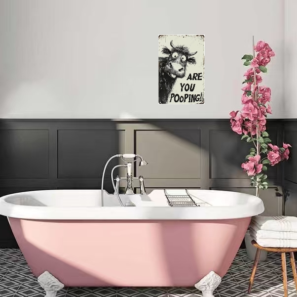  😂Funny"Are You Pooping?" Wall Decor –Vintage Highland Cow Sign