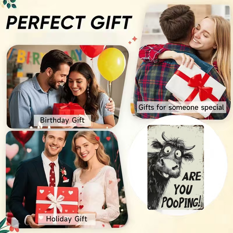  😂Funny"Are You Pooping?" Wall Decor –Vintage Highland Cow Sign