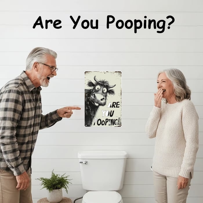  😂Funny"Are You Pooping?" Wall Decor –Vintage Highland Cow Sign