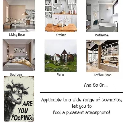  😂Funny"Are You Pooping?" Wall Decor –Vintage Highland Cow Sign
