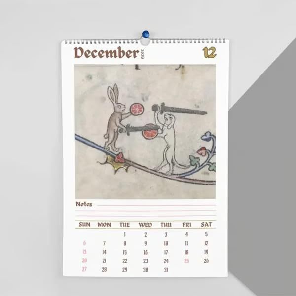 Funny Mediaval Rabbit Calendar 2026