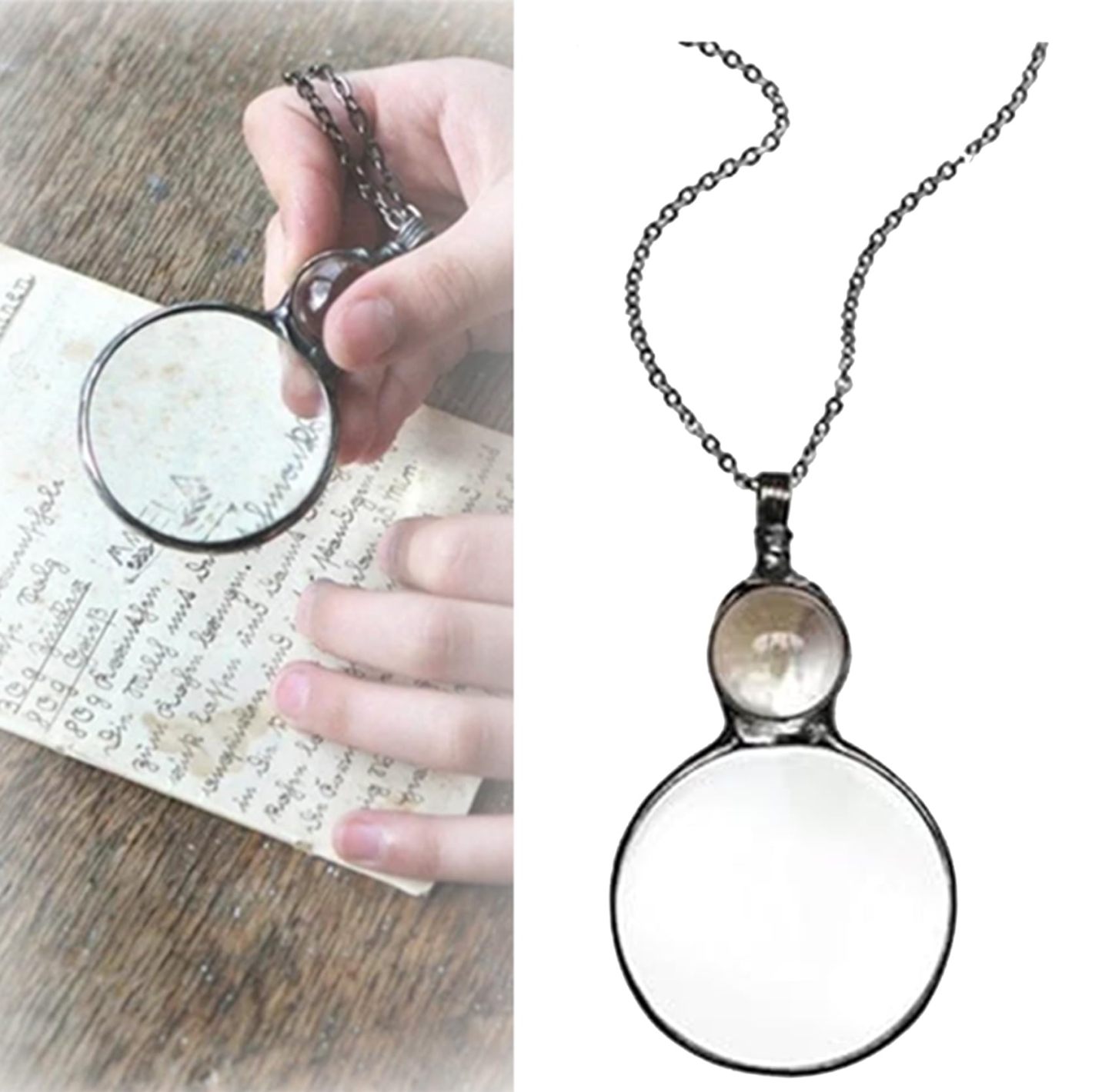 Magnifying Glass Necklace Gift, Reading Magnifier Magnifying Lens for Book Newspaper