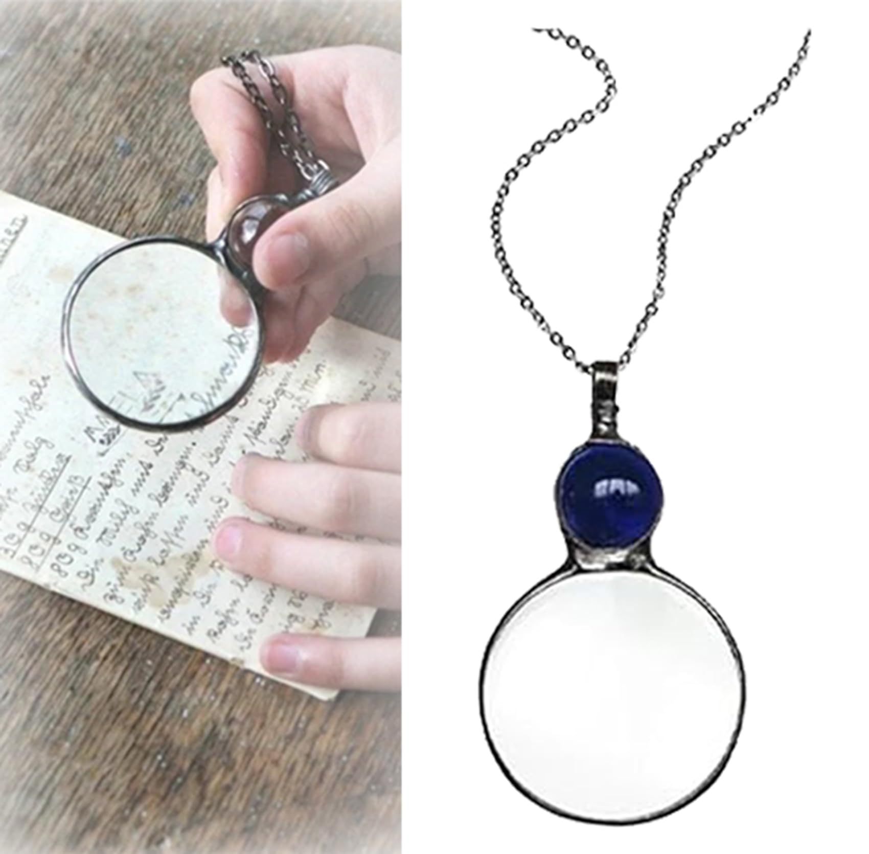 Magnifying Glass Necklace Gift, Reading Magnifier Magnifying Lens for Book Newspaper