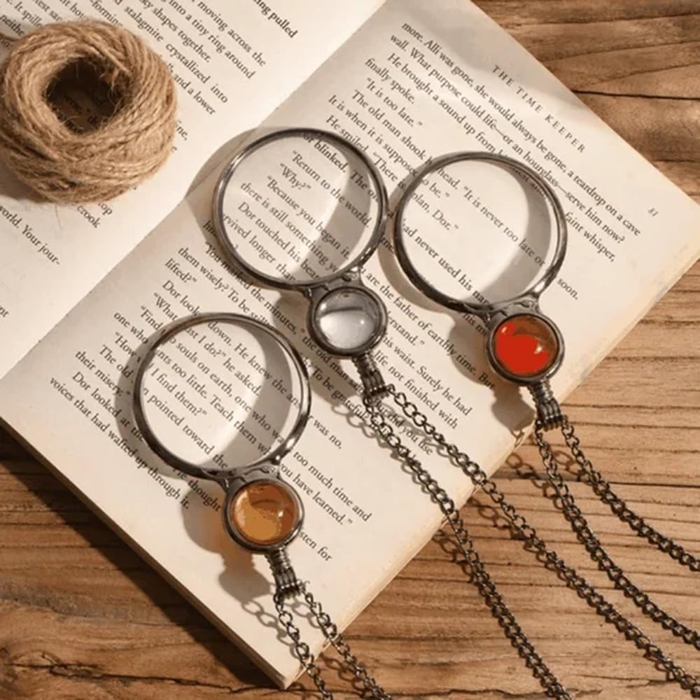 Magnifying Glass Necklace Gift, Reading Magnifier Magnifying Lens for Book Newspaper