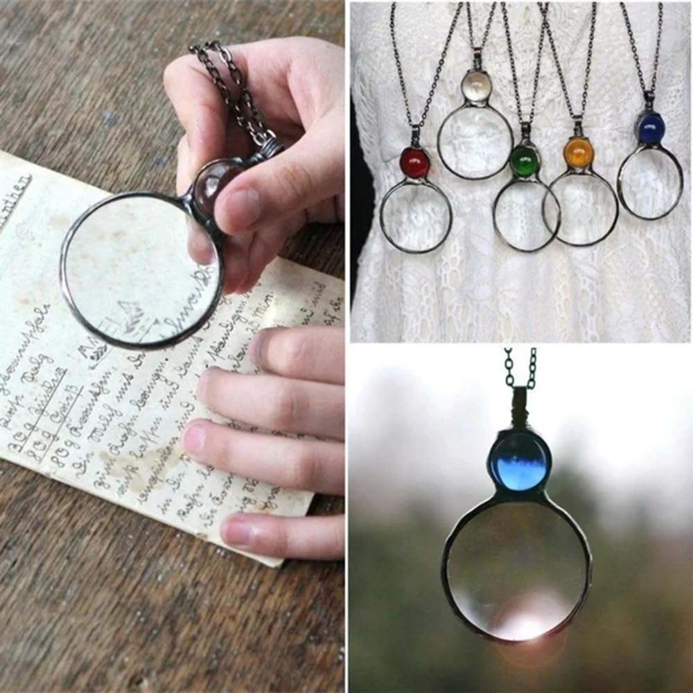 Magnifying Glass Necklace Gift, Reading Magnifier Magnifying Lens for Book Newspaper