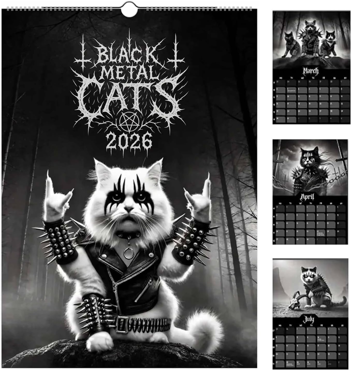 🤘Black Metal Cats 2026 Wall Calendar
