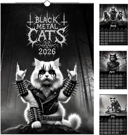 🤘Black Metal Cats 2026 Wall Calendar