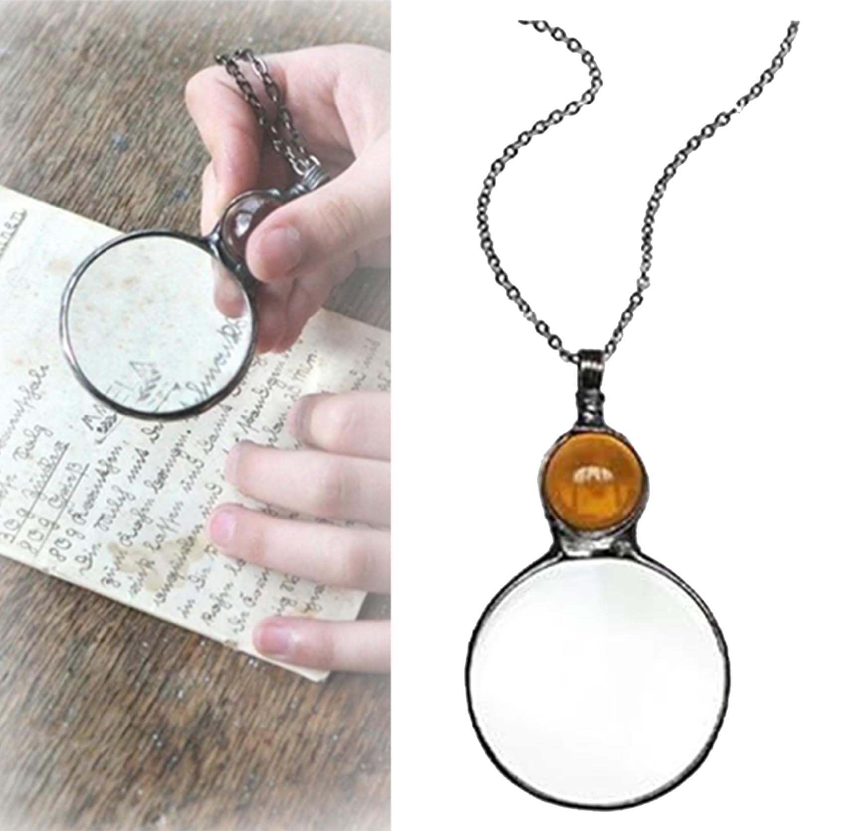 Magnifying Glass Necklace Gift, Reading Magnifier Magnifying Lens for Book Newspaper