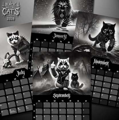🤘Black Metal Cats 2026 Wall Calendar