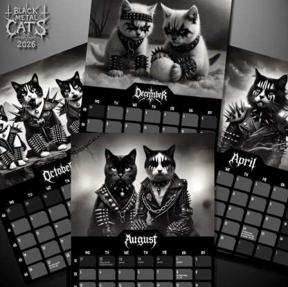 🤘Black Metal Cats 2026 Wall Calendar