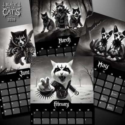 🤘Black Metal Cats 2026 Wall Calendar