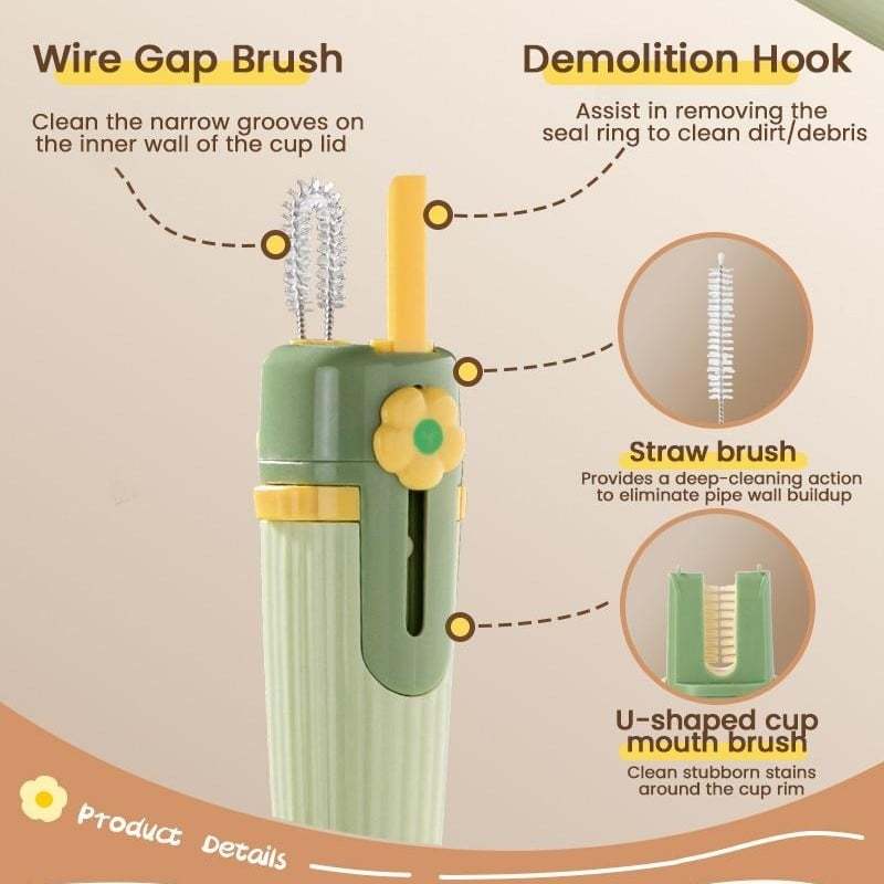 5-in-1 Bottle Cleaning Brush (Multifunctional) – For Cup Lid Cleaning & Home Kitchen Tasks