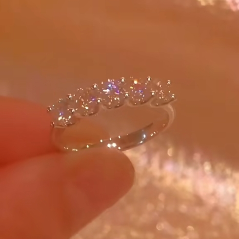 Handmade 925 Sterling Silver Full Star River Moissan Diamond Ring