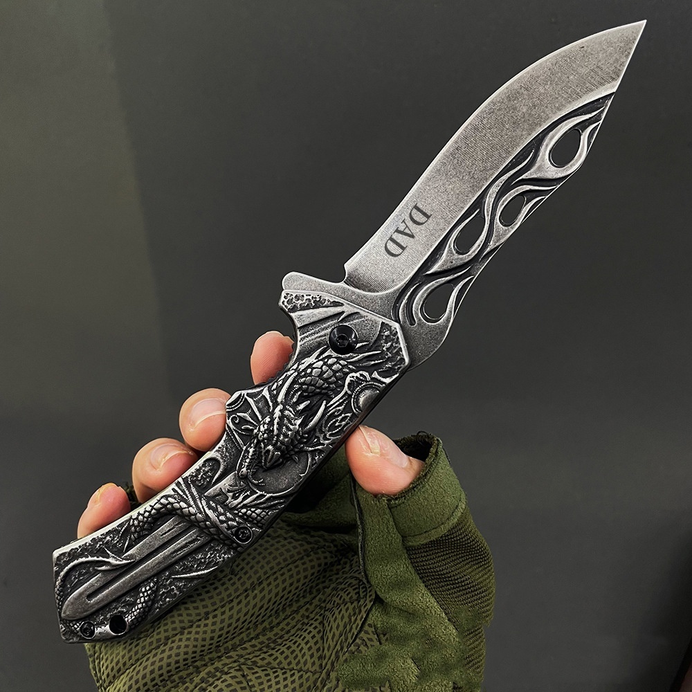 Evil Dragon Sculpture Knife Folding Knife