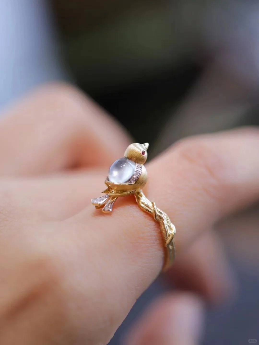 Natural Magpie Moonstone Ring