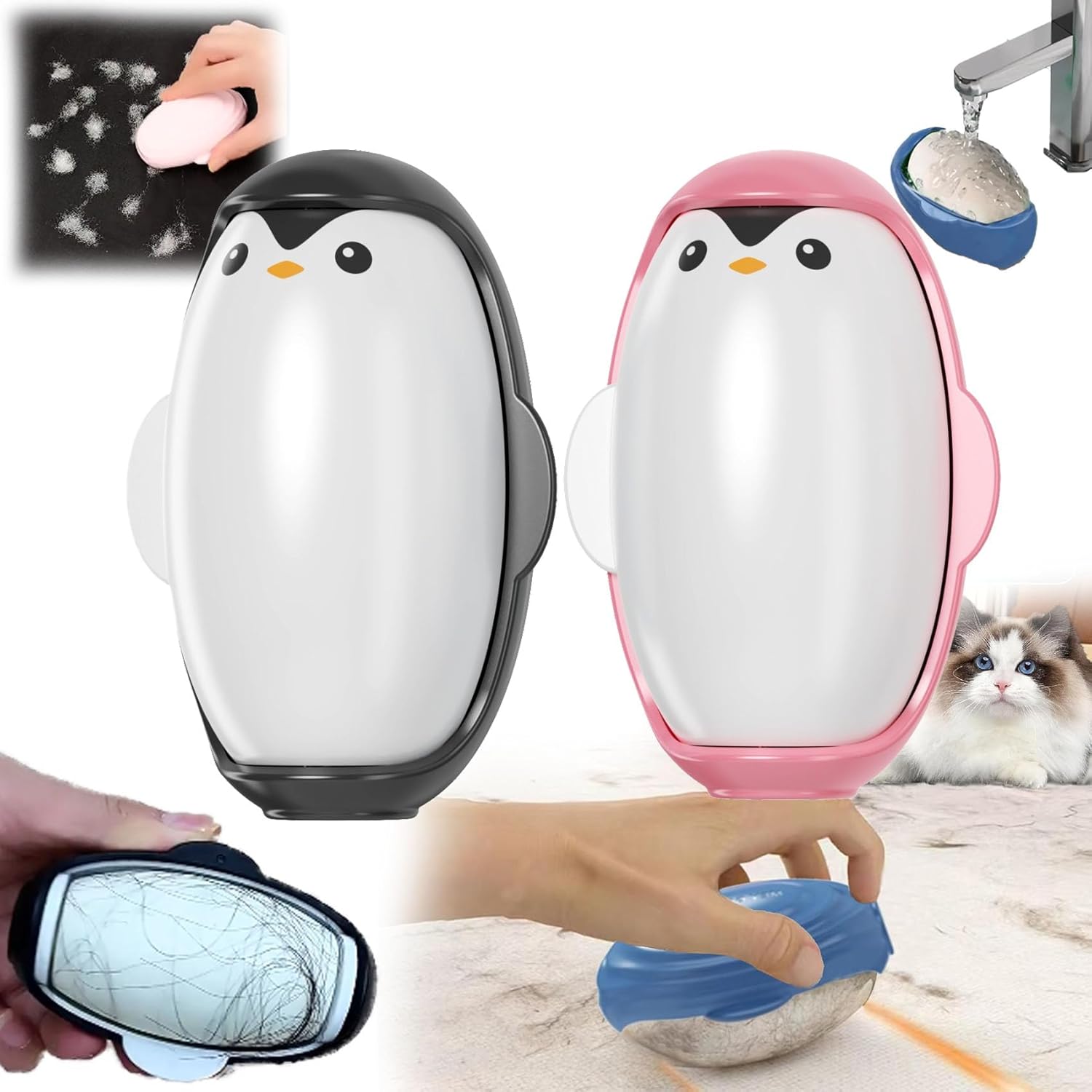 Washable Reusable Portable Cute Penguin Hair Stickers