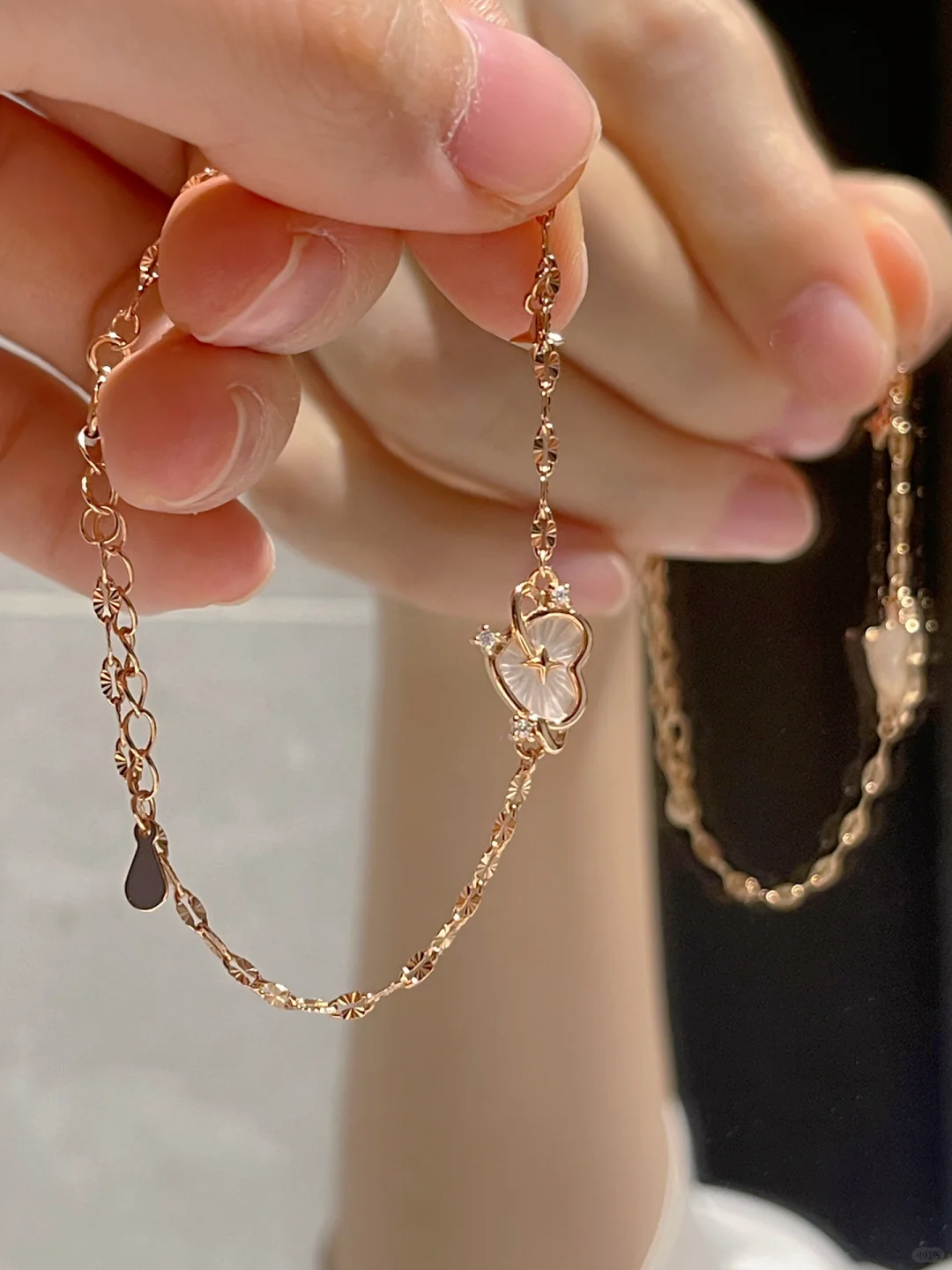 Love Mother-of-Pearl Moissan Diamond Bracelet