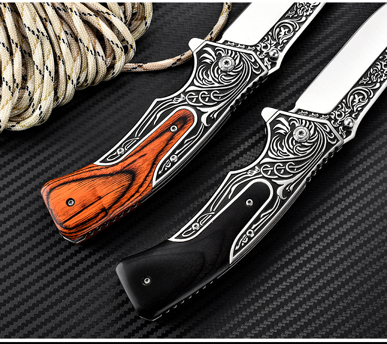  Damascus Steel J34 Folding Knife 