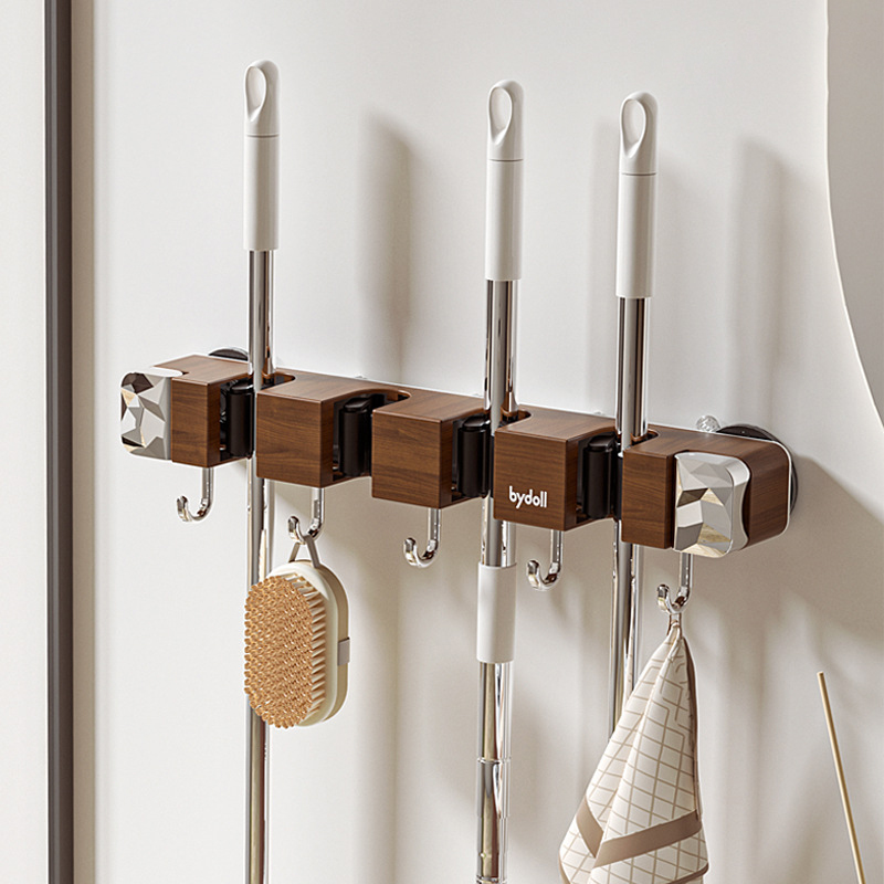 💥High-end solid wood mop and broom holder wall mounted