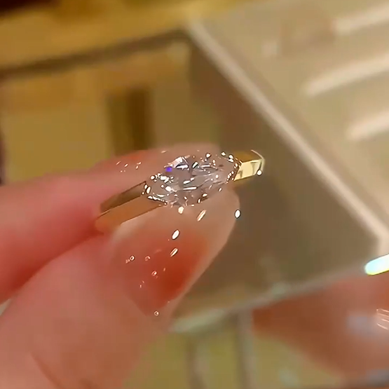 Minimalist Romantic Horse Eye Cut Moissan Diamond Ring，Handmade with 2 carat Moissan Diamonds