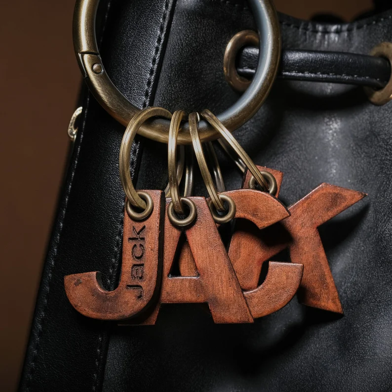 Personalised Leather Luggage Tags - Custom Initial Luggage Tags with Brass Ring and Gift Box