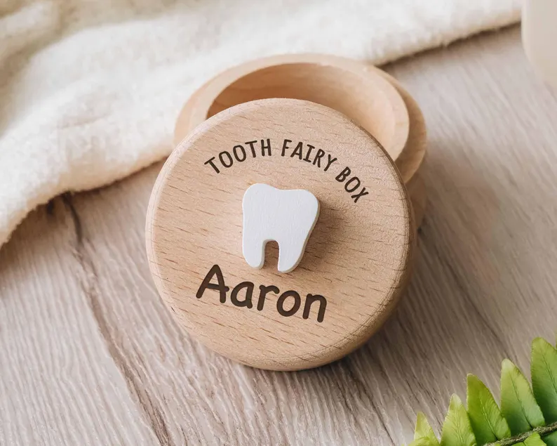 🎁Custom engraved wooden box keepsake baby gift tooth fairy box