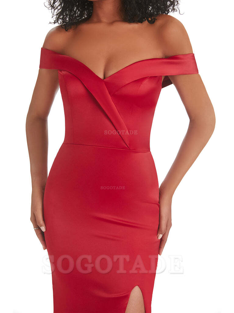 Sexy Mermaid Soft Satin Off The Shoulder Long African Bridesmaid Dresses prom shop dresses