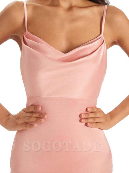 Sexy Backles Soft Satin Spaghetti Straps Maxi Mermaid Bridesmaid Dresses Online prom shop dresses