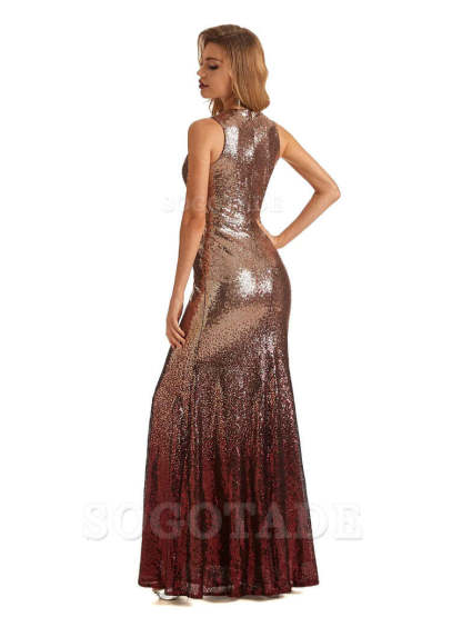Sparkly Sequin Mermaid Sleeveless Long Bridesmaid Dresses Online