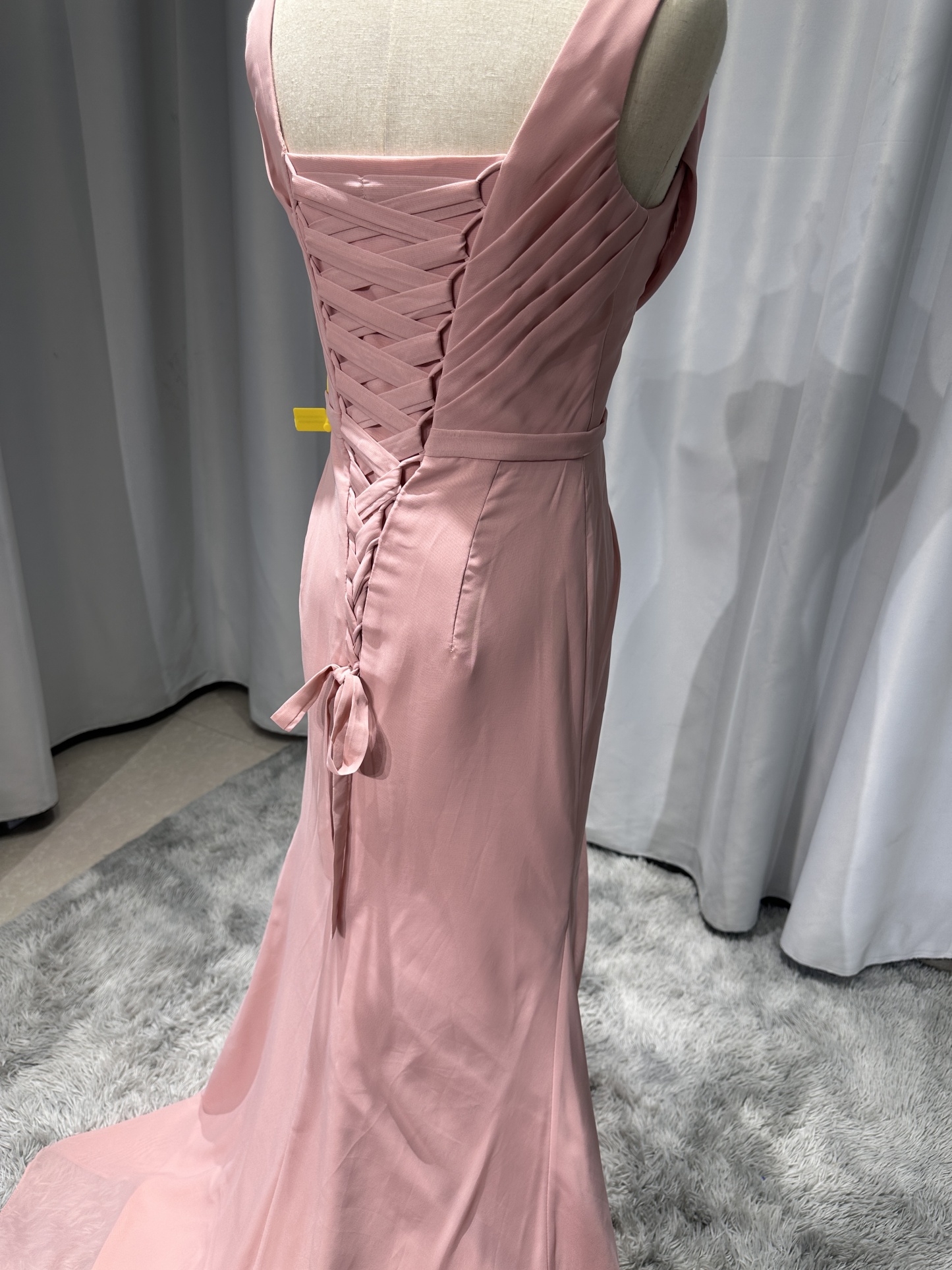 Sheath Cowl Neck Sleeveless Chiffon Bridesmaid Dresses With Slit and Ruffles