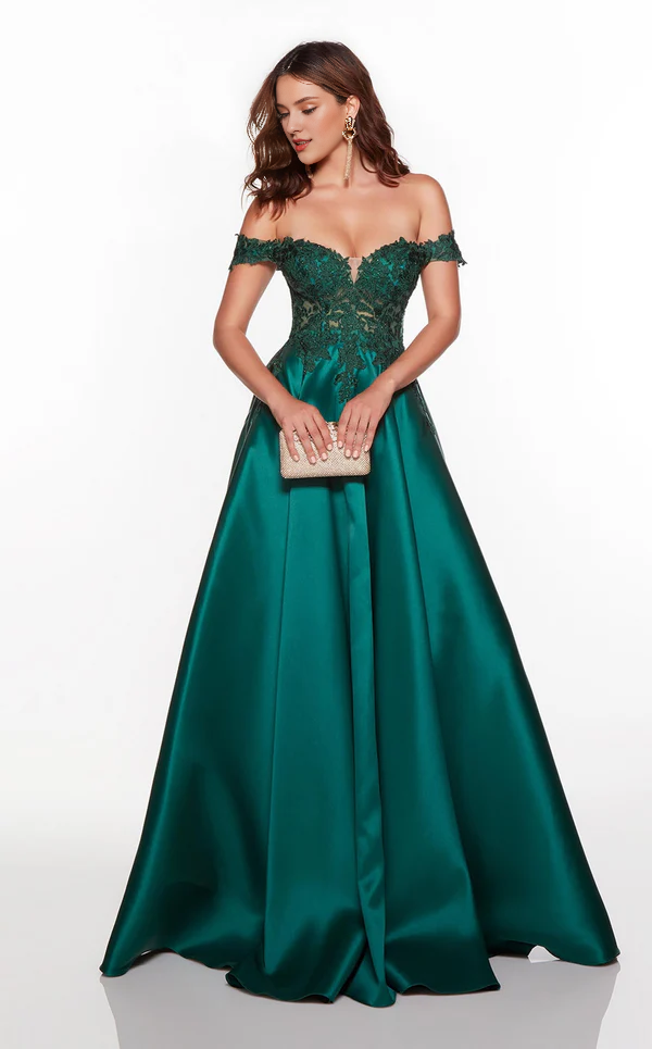 Sweetheart collar lace tight corset off shoulder and floor length Prom dress