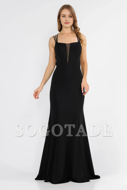 Illusion splicing long lace up backless dress