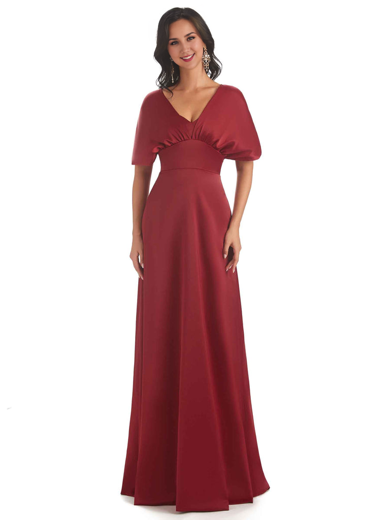 Convertiable Soft Satin A-Line Long Wedding Bridesmaid Dresses Online prom dress in store