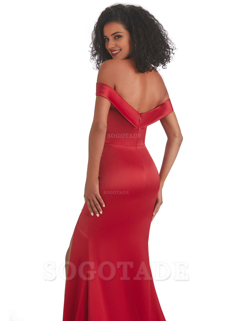 Sexy Mermaid Soft Satin Off The Shoulder Long African Bridesmaid Dresses prom shop dresses
