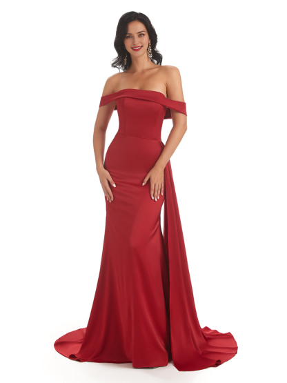Sexy Off The Shoulder Soft Satin Mermaid Long Bridesmaid Dresses Gown prom shop dresses