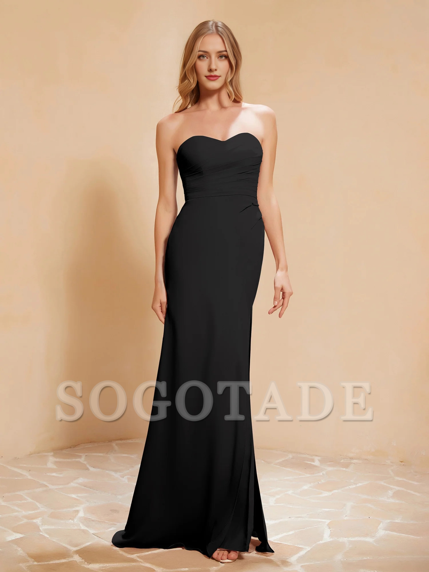 Sweetheart tight slit chiffon dress