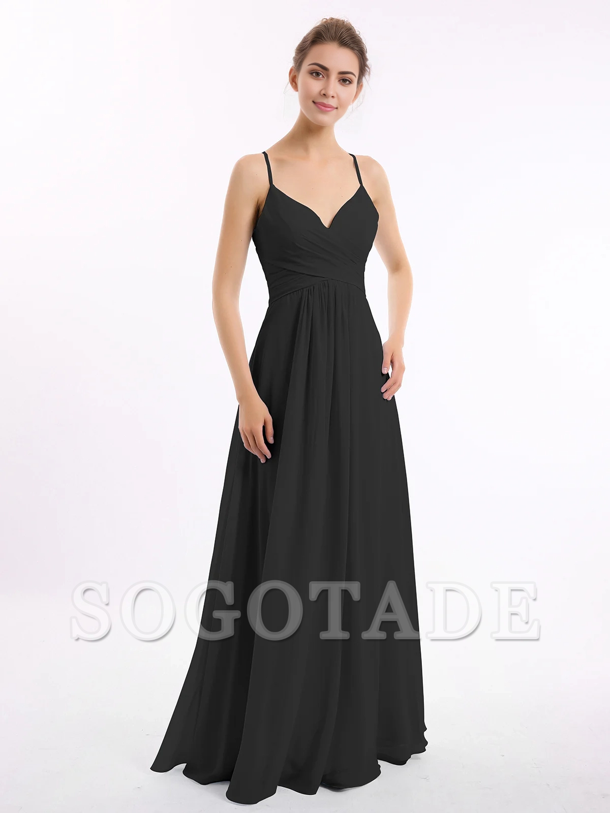 Thin shoulder strap V-neck chiffon dress