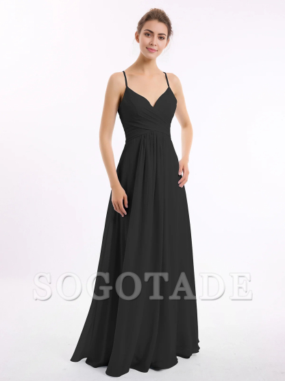 Thin shoulder strap V-neck chiffon dress