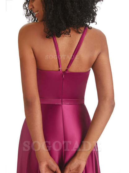 Soft Satin A-Line Halter Floor-Length Modern African Bridesmaid Dresses