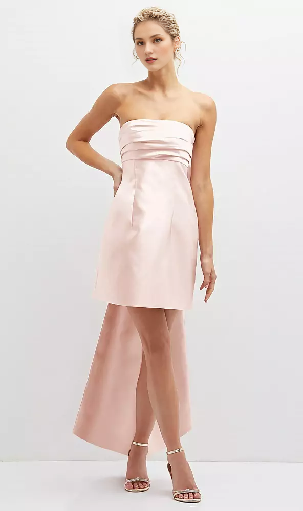 Super large bow strapless satin mini Prom dress