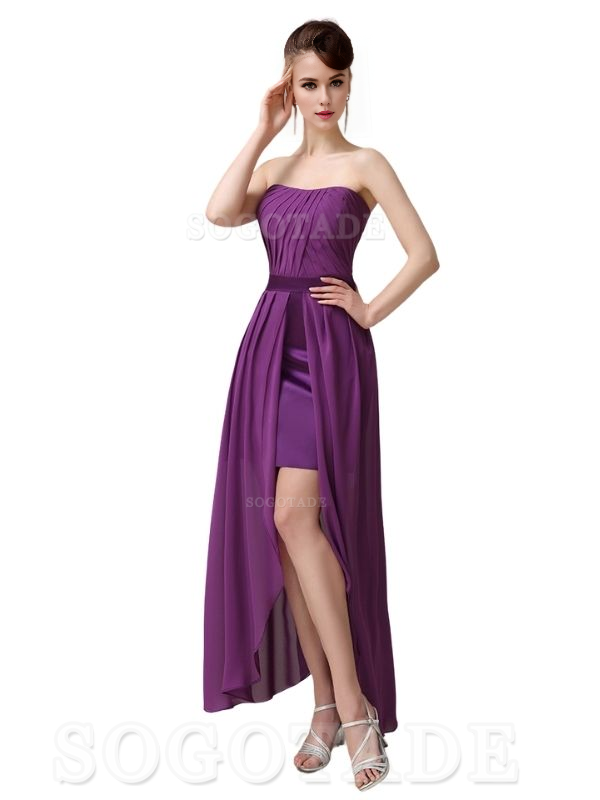 Charming A-Line Off Shoulder Chiffon Sweetheart Sexy Slit Long Bridesmaid Dresses Formal Women's Dresses Wedding Guests Dresses