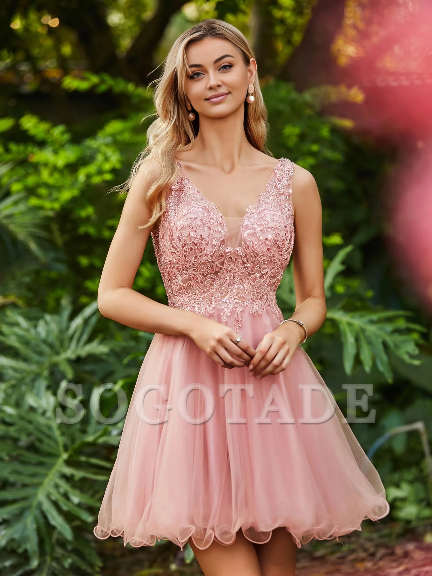 A-line sequined top with ruffled edges for short Homecoming dress