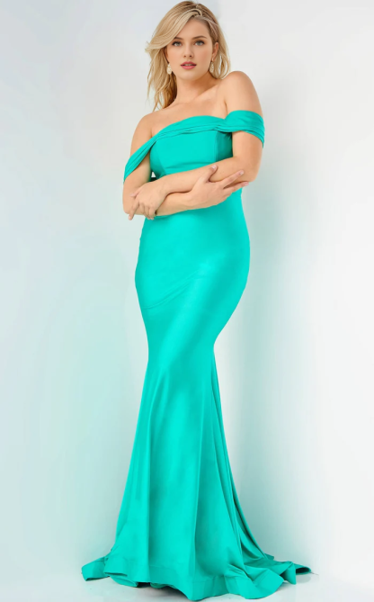 Mermaid off shoulder collar backless and floor length evening dress