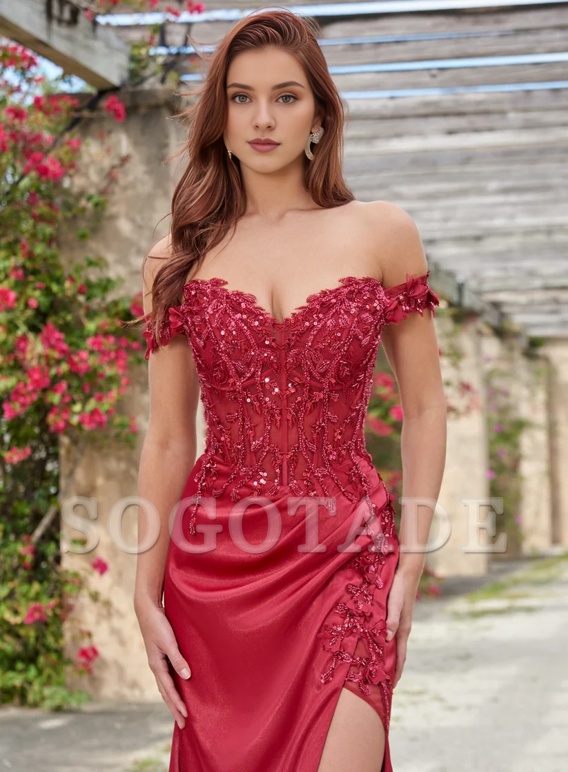 Floral embroidery tight corset with lace up back and floor length dress
