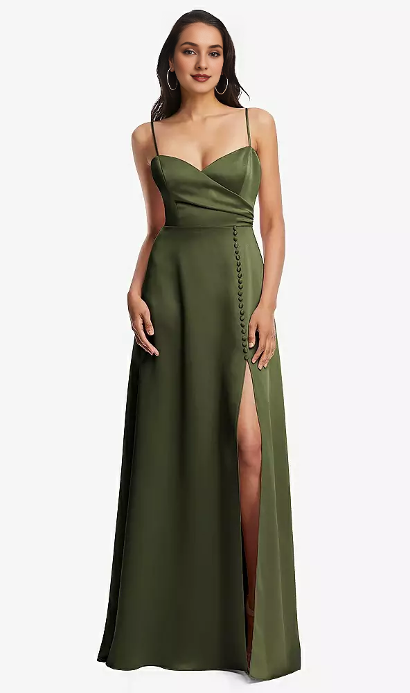 Buckle details adjustable shoulder strap to mimic body length Prom dress