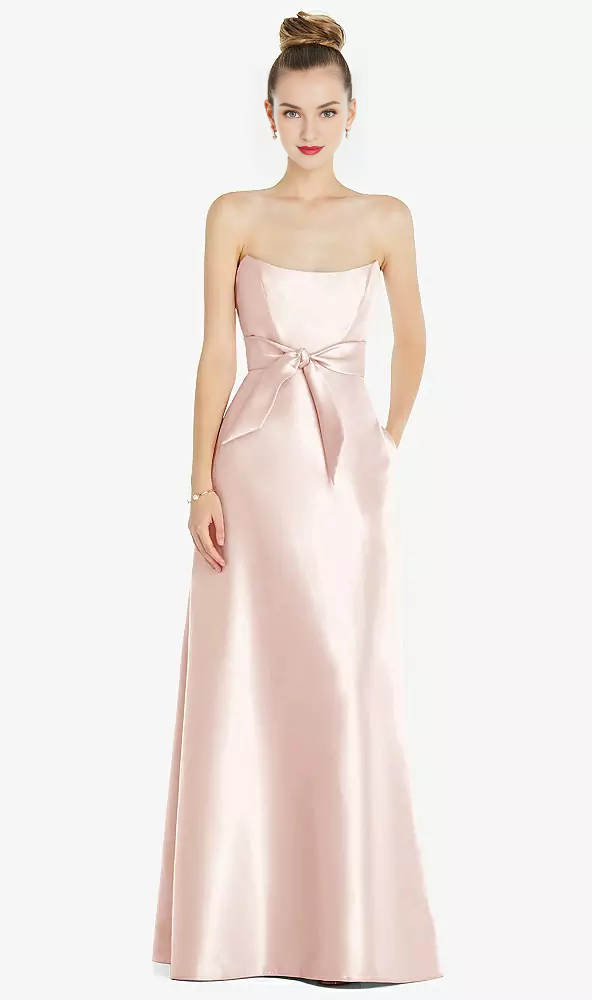 Mini waist belt Basque collar strapless satin Prom dress