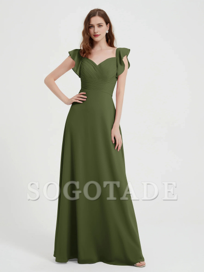 Sweetheart Drifting Sleeves Chiffon Dress