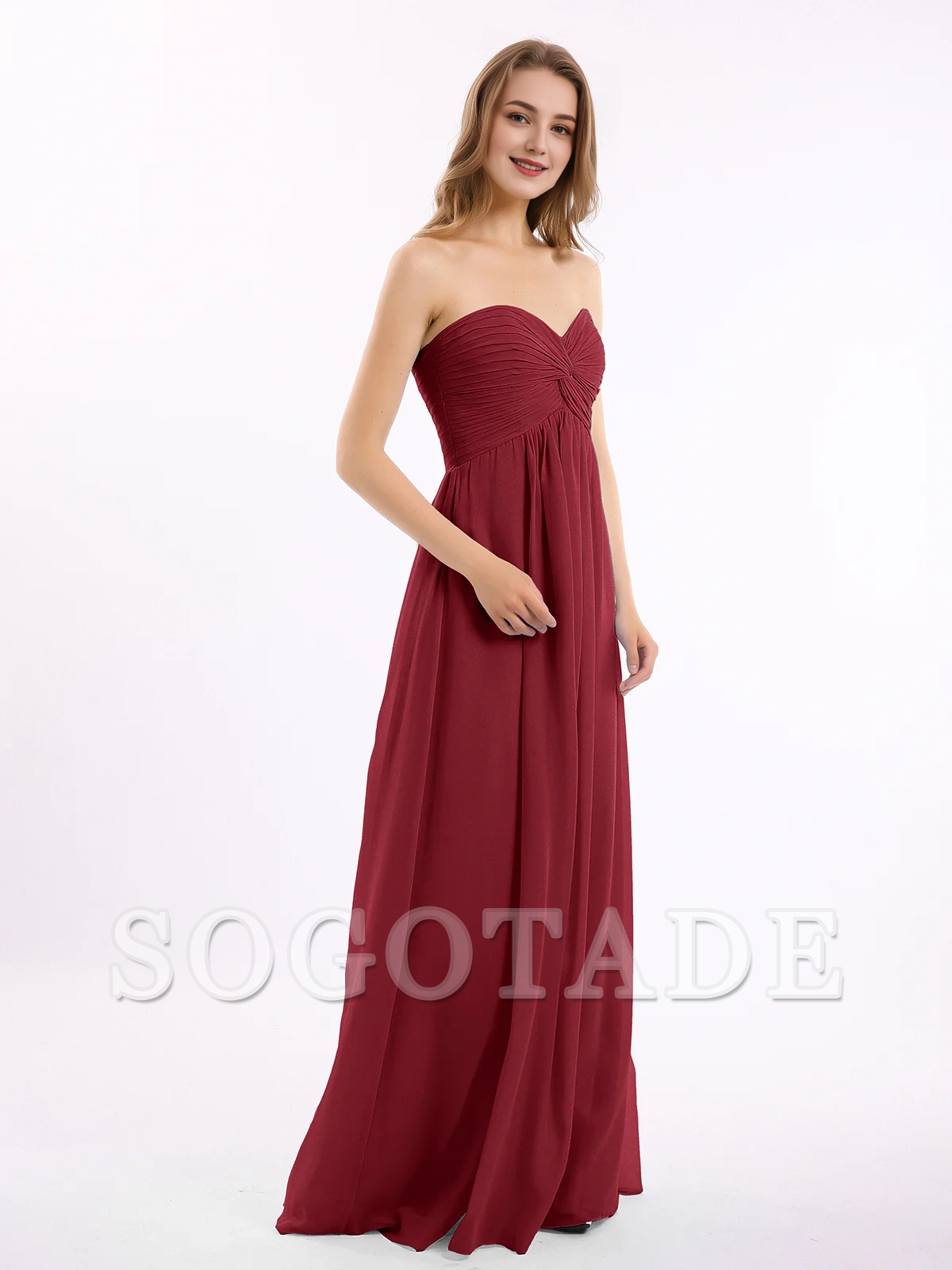 Sweetheart strapless Empire chiffon bridesmaid dress