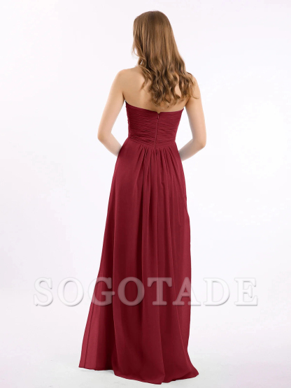 Sweetheart strapless Empire chiffon bridesmaid dress